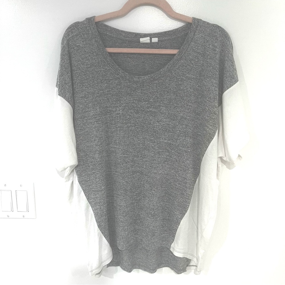 GAP Softspun Short Sleeve Panel T-Shirt Gray/White Women’s Sz L